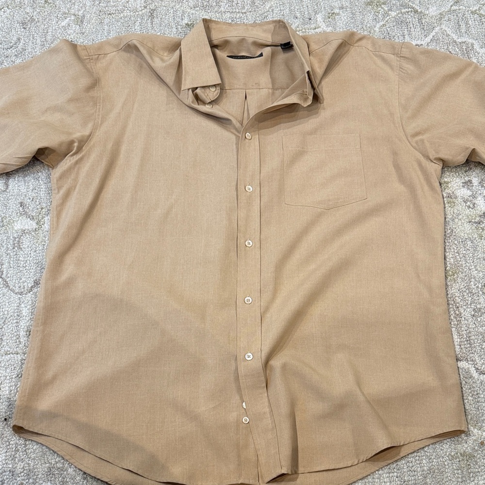Bugatchi Men's Casual Tan Button Down Shirt